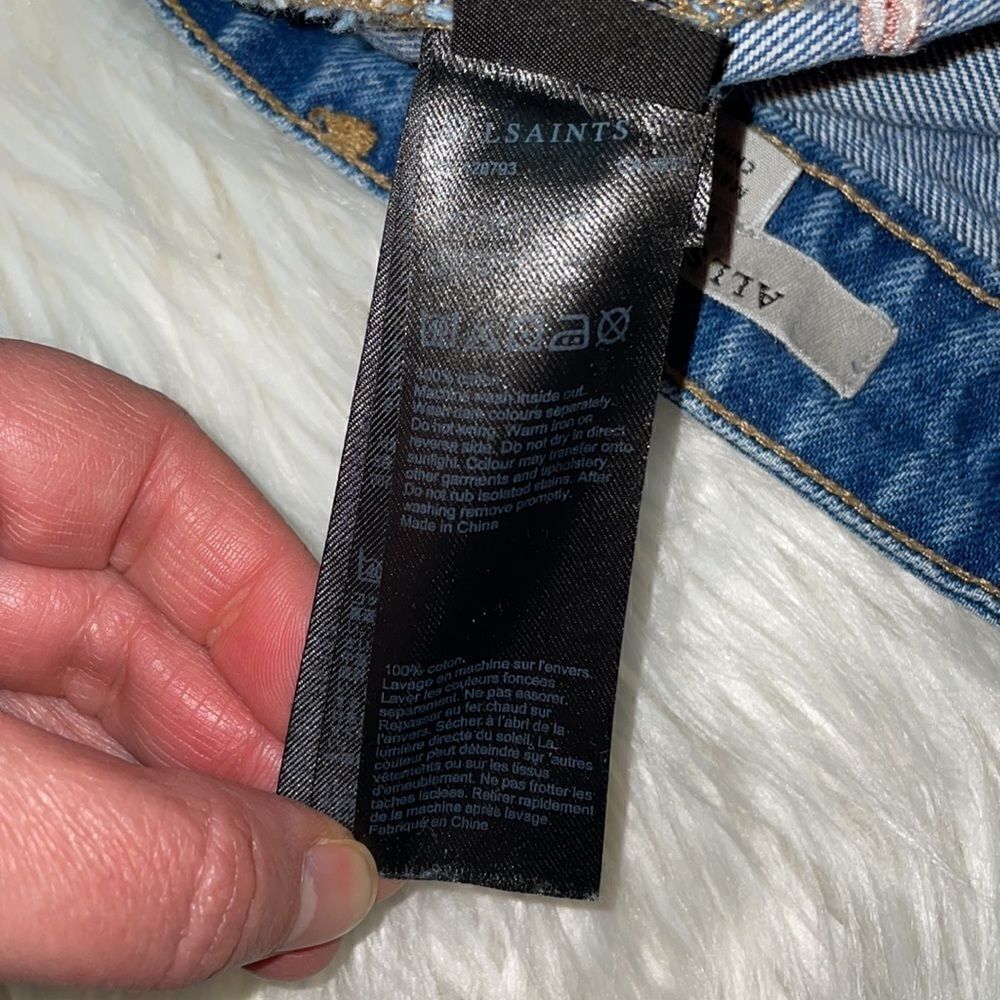 ALLSAINTS Pam Birds Embroidered Denim Shorts in Indigo Blue - Picture 9 of 9